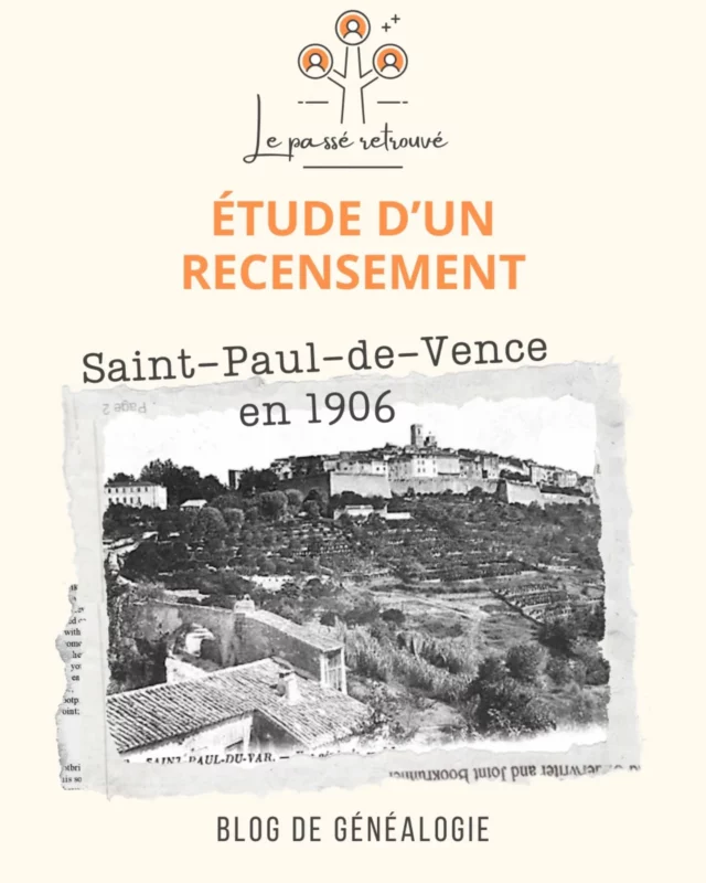 📜 Plongée dans le passé : Saint-Paul-de-Vence en 1906 ! ⏳

En 1906, Saint-Paul comptait 758 habitants.
- Qui étaient les habitants de Saint-Paul il y a plus d’un siècle ? 
- Quels étaient les noms de famille les plus répandus ?
- Quels métiers exerçaient-ils, et où vivaient-ils ? 

À travers l’étude du recensement de 1906, découvrons ensemble :

✨ Les noms de famille et professions les plus courantes

✨ Les rues et quartiers où vivaient les Saint-Paulois 

✨ L’âge moyen des habitants 

✨ Le couvent de Passe-Prest et ses résidents 

✨ Quelles étaient les personnalités locales

✨ Et bien sûr… où étaient mes propres aïeux en 1906 ? 

Ce document est une fenêtre sur le passé et permet de mieux comprendre l’histoire locale. Un véritable voyage dans le temps pour mieux comprendre notre passé et nos racines ! 📖

➡️ Explorez ce précieux témoignage du passé à travers ce carrousel très complet ! 

Vous retrouverez ultérieurement toutes ces informations complétées de détails supplémentaires dans un article sur le blog Le Passé Retrouvé. (suivez les Stories!) 

Je poursuivrai bientôt cette étude avec les recensements d’avant 1900 puis ceux d’après 1906 pour observer l’évolution de Saint-Paul et de ses habitants.🔍

Avez-vous retrouvé des noms de famille connus ? Des ancêtres ayant vécu ici en 1906 ?

#SaintPaulDeVence #HistoireLocale #Recensement1906 #Généalogie #MémoireCollective #Aïeux #Passé #LePasséRetrouvé #Histoire# Recensement #Sociologie #PassePrest